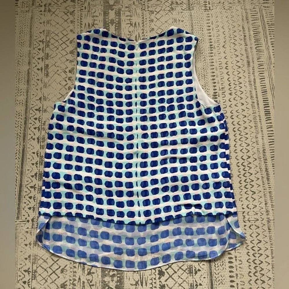 Kate Spade - Blue & White Brush‎ Dot Patterned Tank Sz M